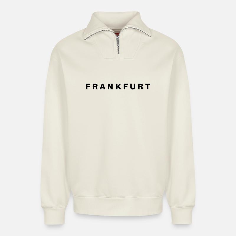 FRANKFURT - Relaxed Unisex Organic Half Zip Sweatshirt – von SPREAD - Naturweiß