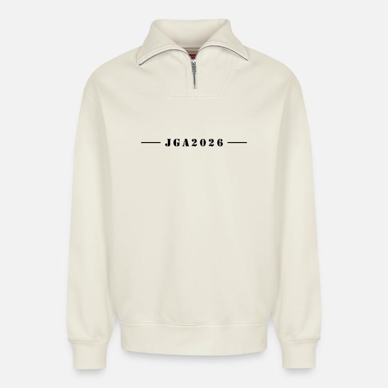 Jga 2026 Junggesellenabschied - Relaxed Unisex Organic Half Zip Sweatshirt – von SPREAD - Naturweiß