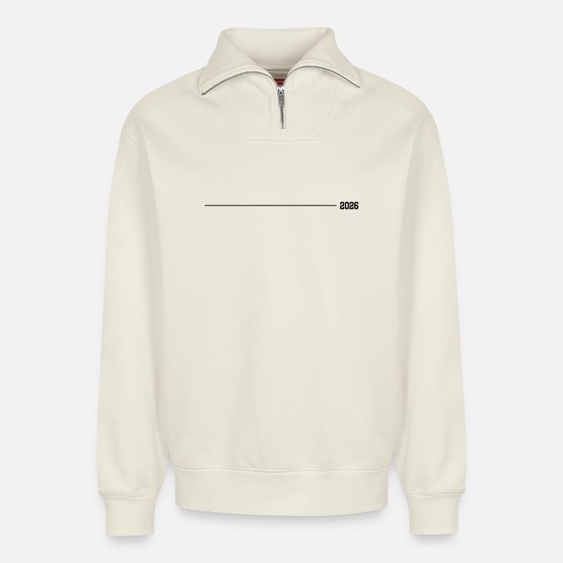 2026 stroke - Relaxed Unisex Organic Half Zip Sweatshirt – by SPREAD - off white