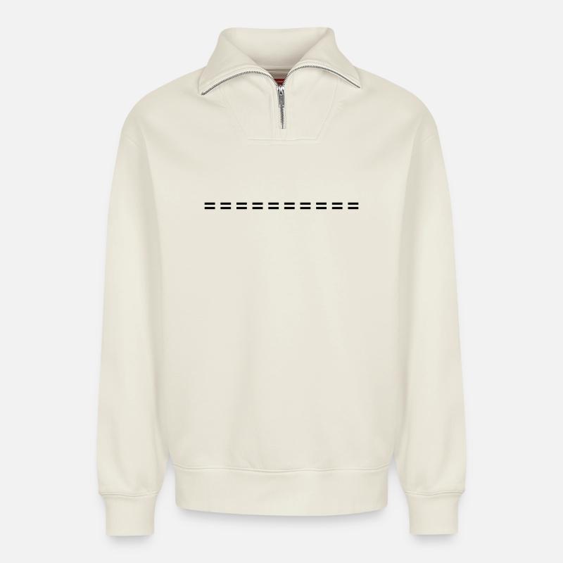 Line dashed symbol stroke - Relaxed Unisex Organic Half Zip Sweatshirt – by SPREAD - off white