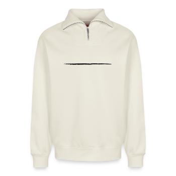 Le coup de pinceau souligne l’art grunge Pinselstrich - Sweat unisexe décontracté en coton biologique à demi-zip – de SPREAD - blanc cassé - Devant