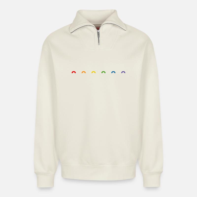 🌈❤️Rainbow rainbow🏳️ 🌈 - Relaxed Unisex Organic Half Zip Sweatshirt – by SPREAD - off white