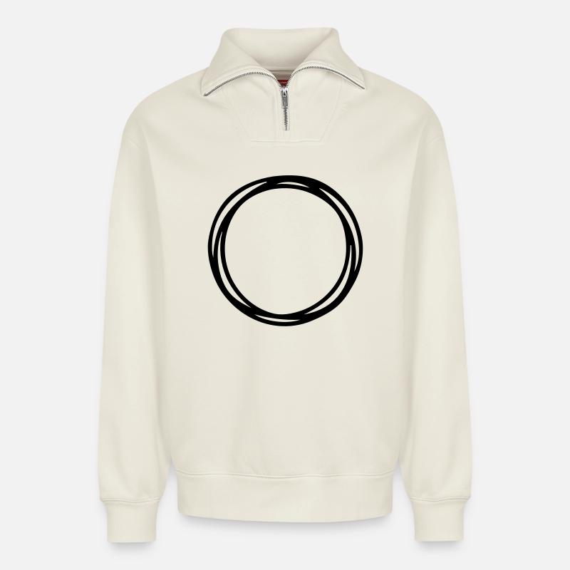 Kreise und Kreise - Relaxed Unisex Organic Half Zip Sweatshirt – von SPREAD - Naturweiß