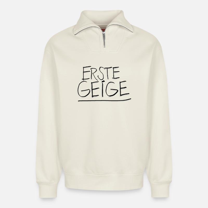 Erste Geige - Relaxed Unisex Organic Half Zip Sweatshirt – von SPREAD - Naturweiß
