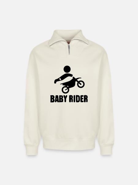 Baby Rider  - Relaxed Unisex Organic Half Zip Sweatshirt – von SPREAD - Naturweiß