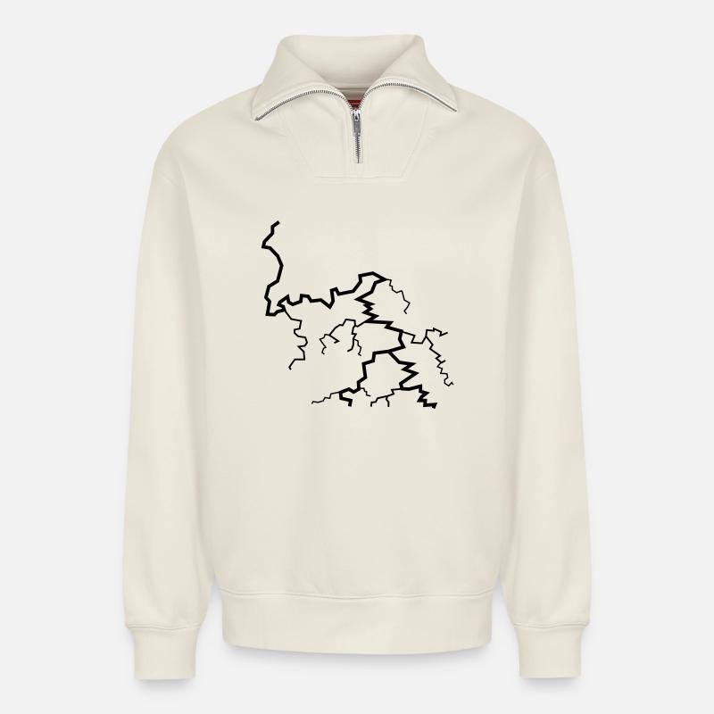 blitz - Sweat unisexe décontracté en coton biologique à demi-zip – de SPREAD - blanc cassé