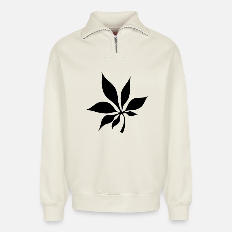 leaf - Relaxed Unisex Organic Half Zip Sweatshirt – by SPREAD - off white