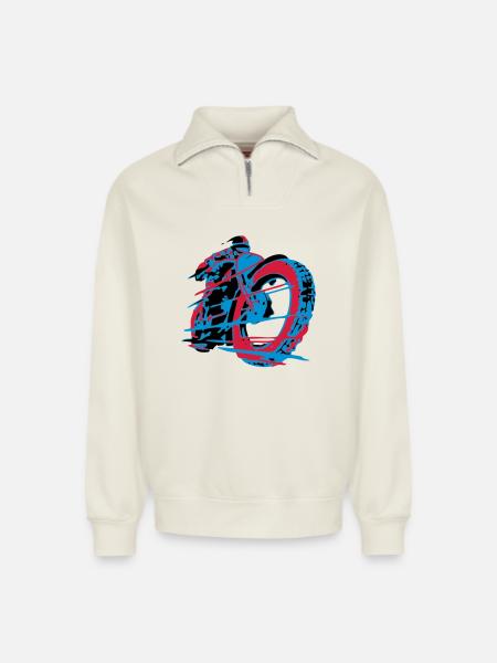 Classic Racer - Relaxed Unisex Organic Half Zip Sweatshirt – von SPREAD - Naturweiß