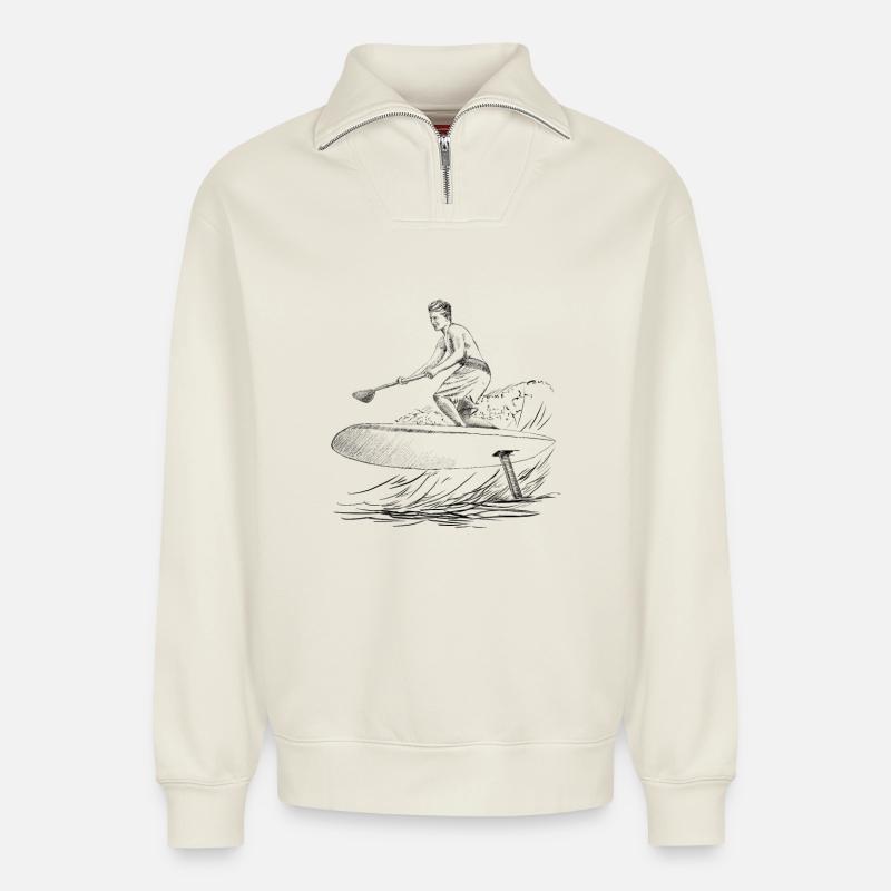 foiling - Relaxed Unisex Organic Half Zip Sweatshirt – von SPREAD - Naturweiß