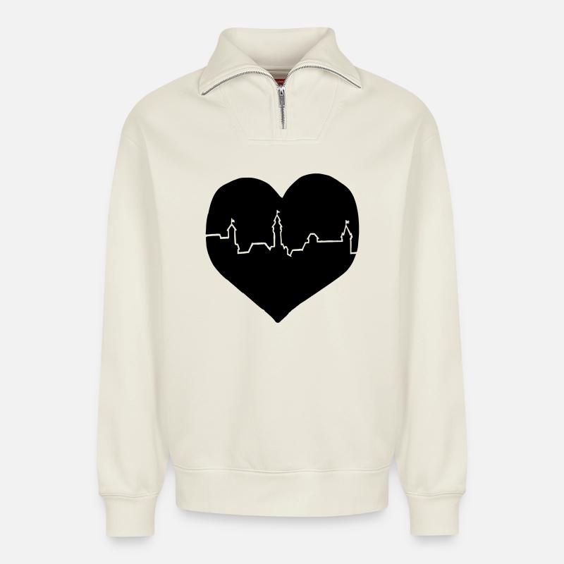 i love Nürnberg - Relaxed Unisex Organic Half Zip Sweatshirt – von SPREAD - Naturweiß