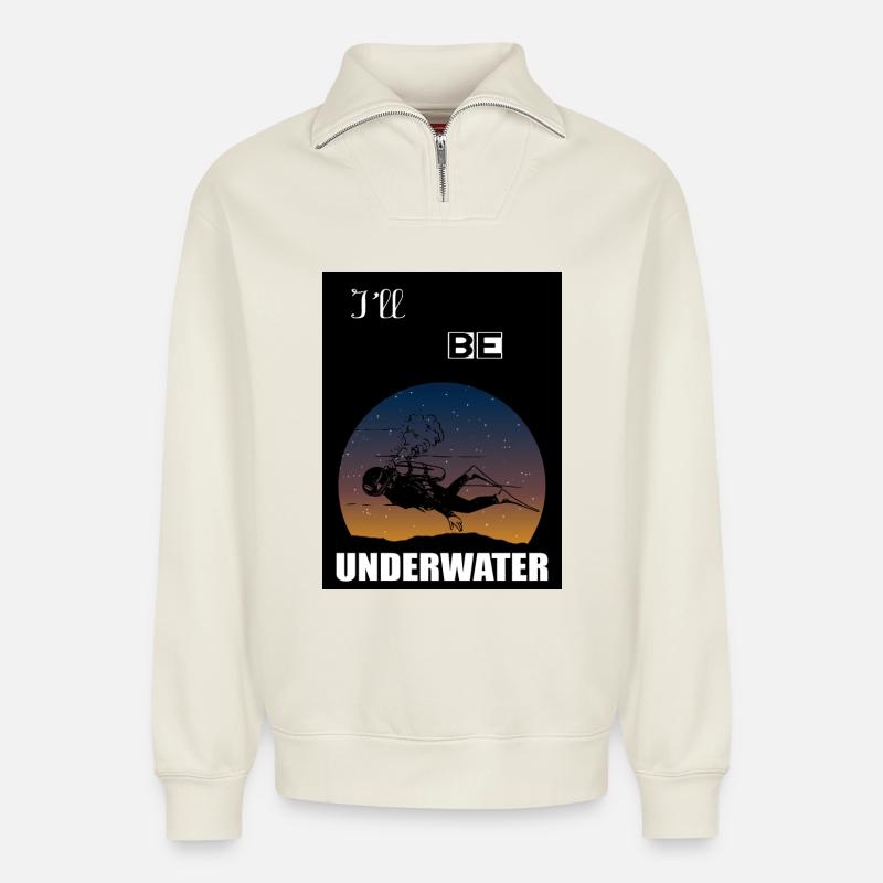 Ich werde unter Wasser sein - Relaxed Unisex Organic Half Zip Sweatshirt – von SPREAD - Naturweiß