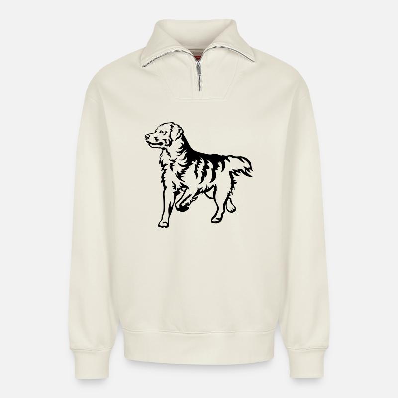 Golden Retriever - Relaxed Unisex Organic Half Zip Sweatshirt – von SPREAD - Naturweiß
