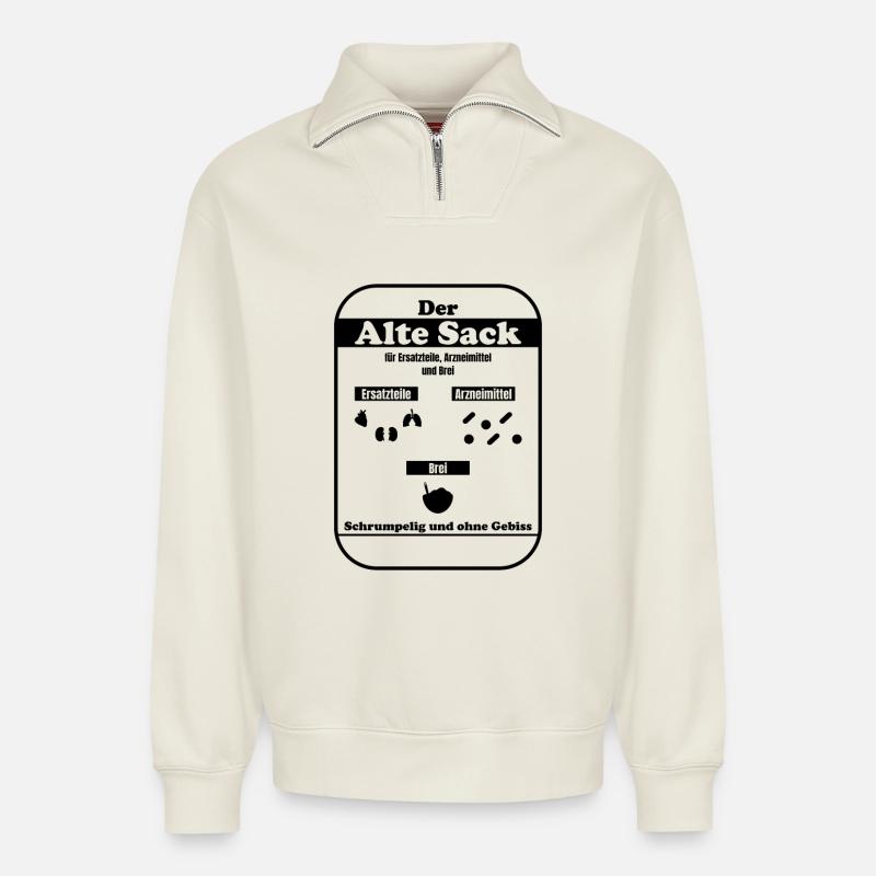 Der alte Sack - Relaxed Unisex Organic Half Zip Sweatshirt – von SPREAD - Naturweiß