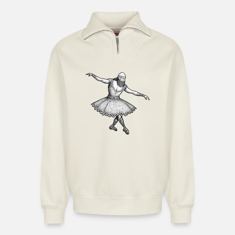 Wikinger - Tanzballett - Relaxed Unisex Organic Half Zip Sweatshirt – von SPREAD - Naturweiß