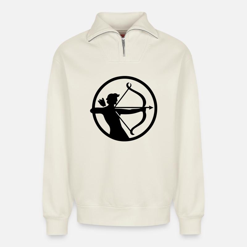 Sagittarius - Relaxed Unisex Organic Half Zip Sweatshirt – by SPREAD - off white
