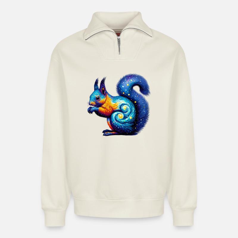 Eichhörnchen - Relaxed Unisex Organic Half Zip Sweatshirt – von SPREAD - Naturweiß