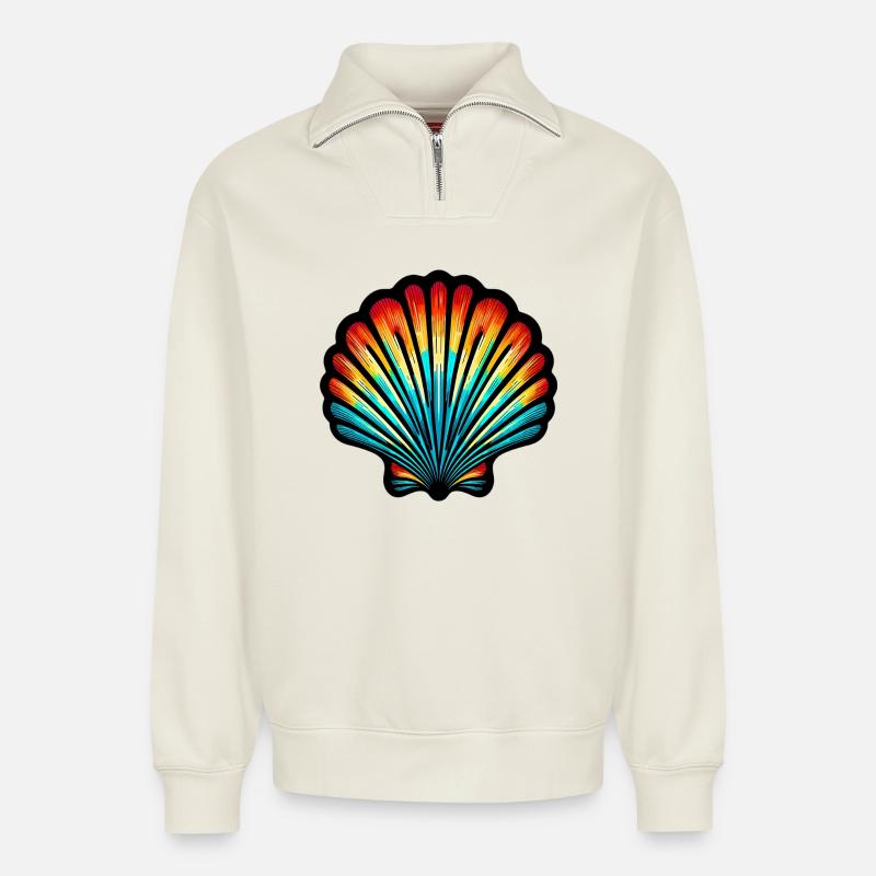 Shell - Relaxed Unisex Organic Half Zip Sweatshirt – by SPREAD - off white