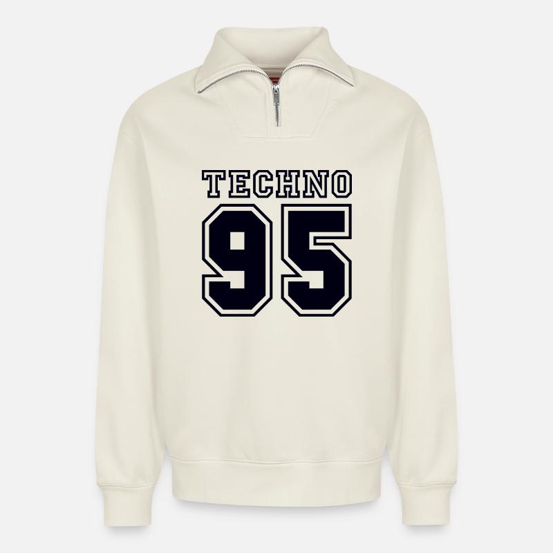 TECHNO 95 - Relaxed Unisex Organic Half Zip Sweatshirt – von SPREAD - Naturweiß