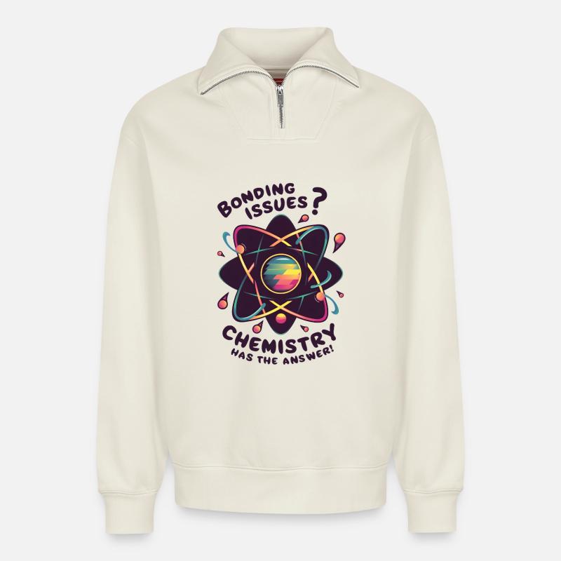 Bonding Issues? Chemistry Has the Answer - Relaxed Unisex Organic Half Zip Sweatshirt – by SPREAD - off white