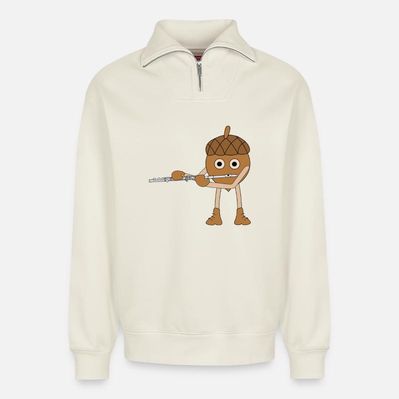 Sillet de flûte - Sweat unisexe décontracté en coton biologique à demi-zip – de SPREAD - blanc cassé