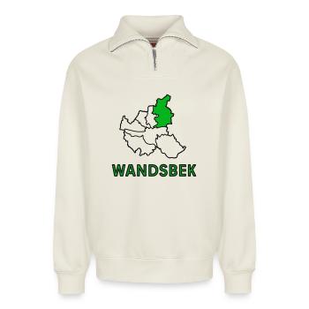 Wandsbek, un quartier de Hambourg - Sweat unisexe décontracté en coton biologique à demi-zip – de SPREAD - blanc cassé - Devant