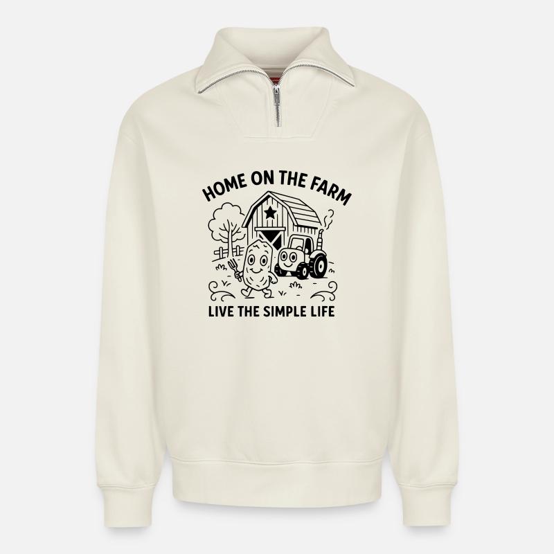 homefarm - Relaxed Unisex Organic Half Zip Sweatshirt – von SPREAD - Naturweiß