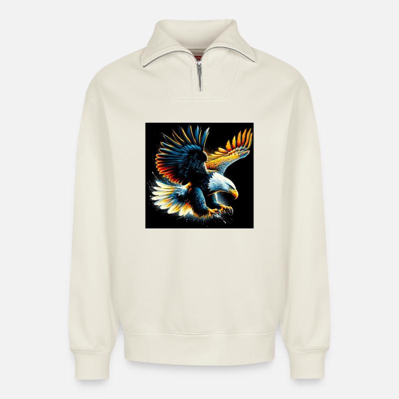 Adler - Relaxed Unisex Organic Half Zip Sweatshirt – von SPREAD - Naturweiß