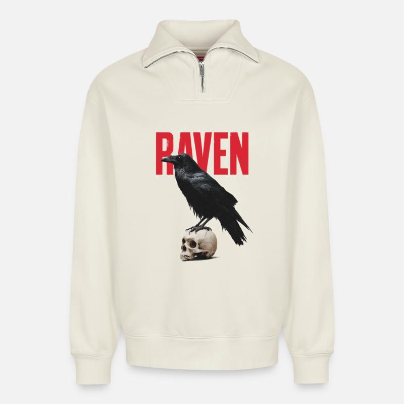 Raven - Relaxed Unisex Organic Half Zip Sweatshirt – von SPREAD - Naturweiß