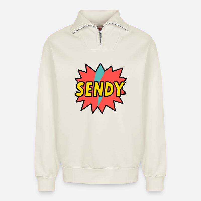 SENDY ! - Sweat unisexe décontracté en coton biologique à demi-zip – de SPREAD - blanc cassé