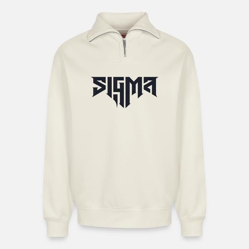 Sigma-Glyphen in schwieriger Typografie - Relaxed Unisex Organic Half Zip Sweatshirt – von SPREAD - Naturweiß