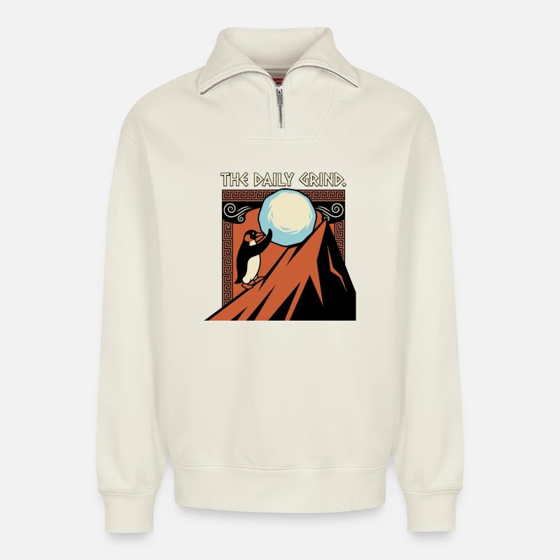 Der Tägliche Trott - Relaxed Unisex Organic Half Zip Sweatshirt – von SPREAD - Naturweiß