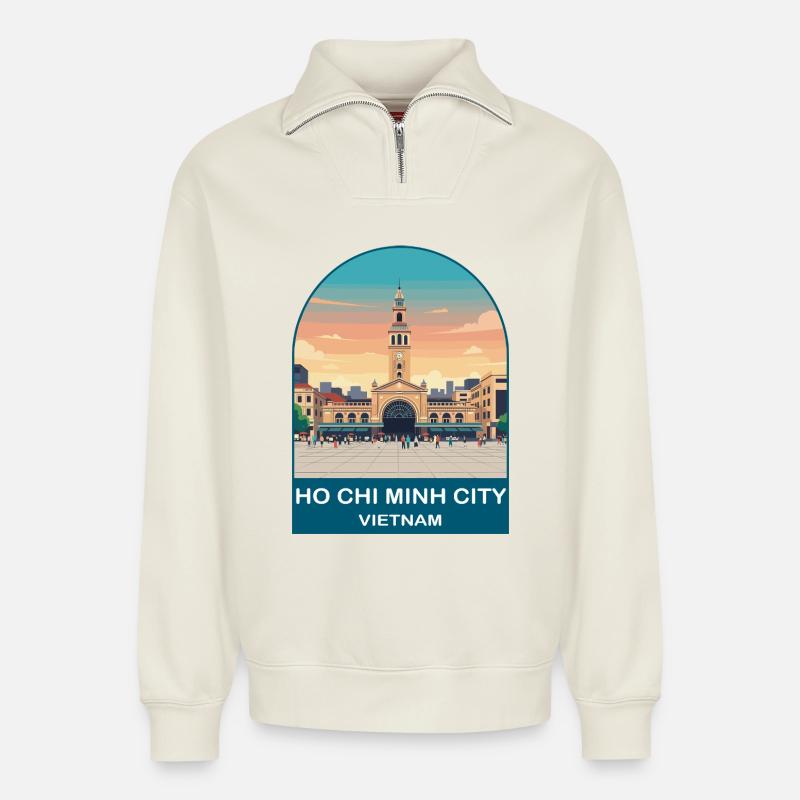 CTY02064 - Relaxed Unisex Organic Half Zip Sweatshirt – von SPREAD - Naturweiß