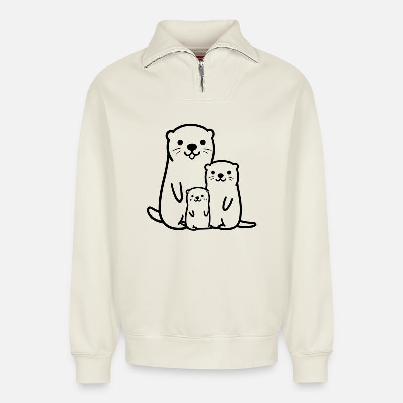 Otter - Relaxed Unisex Organic Half Zip Sweatshirt – von SPREAD - Naturweiß