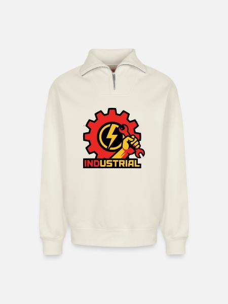 Electrician Gear Logo - Relaxed Unisex Organic Half Zip Sweatshirt – by SPREAD - off white