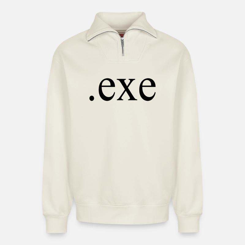 exe datei - Relaxed Unisex Organic Half Zip Sweatshirt – von SPREAD - Naturweiß