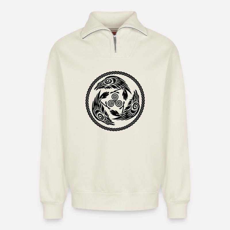 Morrigan - Relaxed Unisex Organic Half Zip Sweatshirt – von SPREAD - Naturweiß