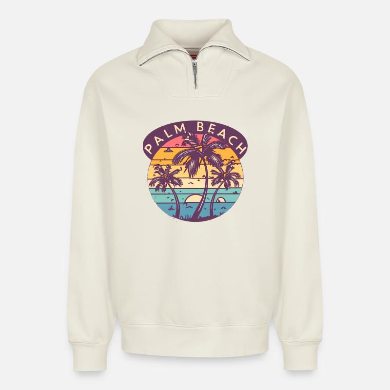 Palm Beach - Relaxed Unisex Organic Half Zip Sweatshirt – von SPREAD - Naturweiß