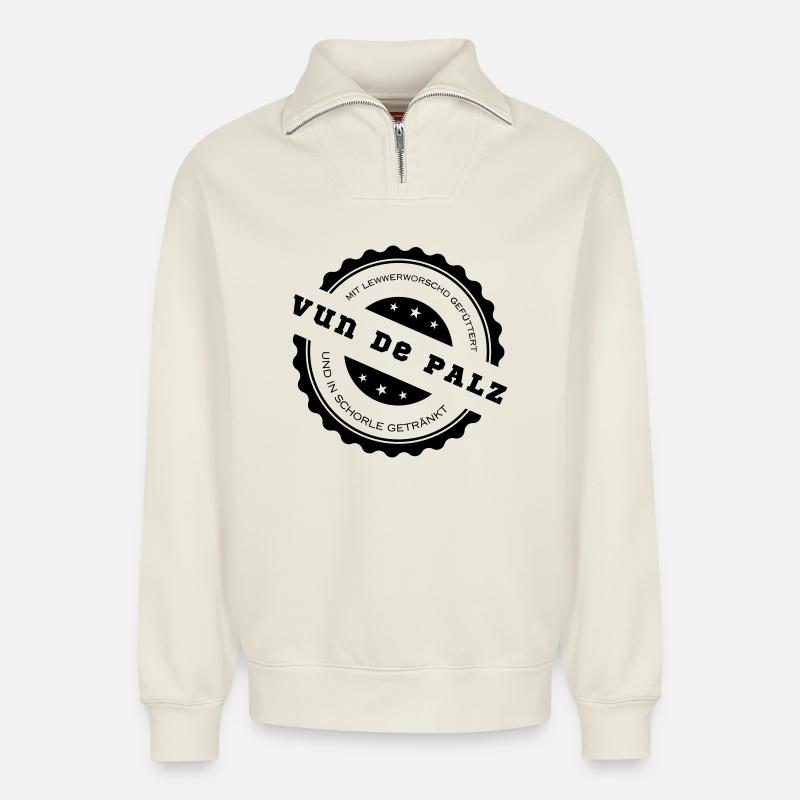 certified - Relaxed Unisex Organic Half Zip Sweatshirt – by SPREAD - off white