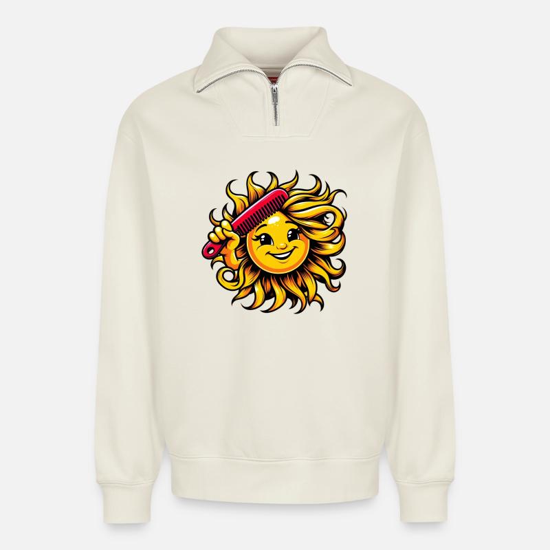 Sonne - Relaxed Unisex Organic Half Zip Sweatshirt – von SPREAD - Naturweiß