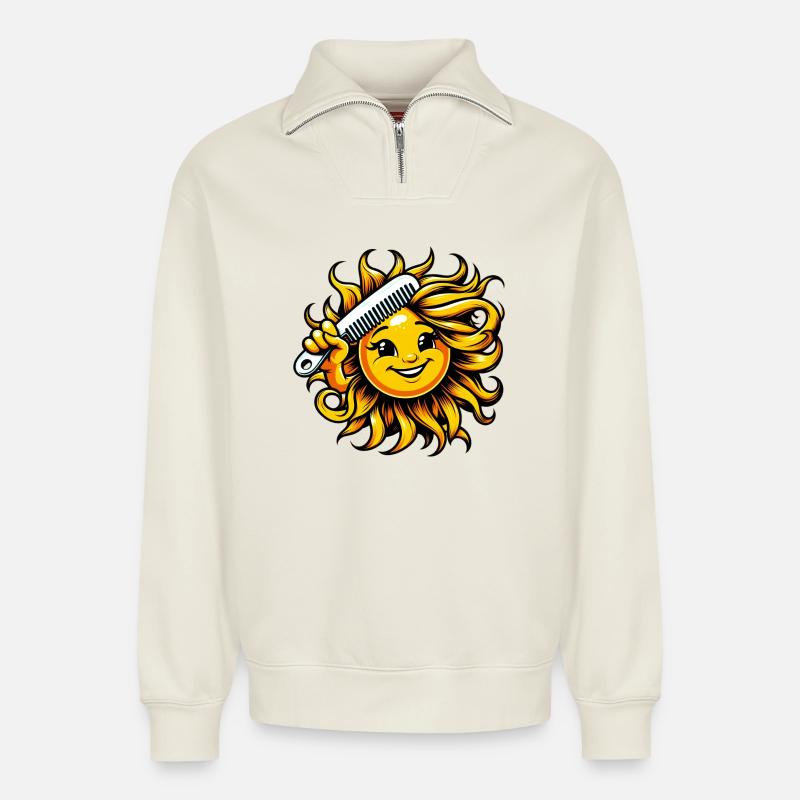 Sonne - Relaxed Unisex Organic Half Zip Sweatshirt – von SPREAD - Naturweiß