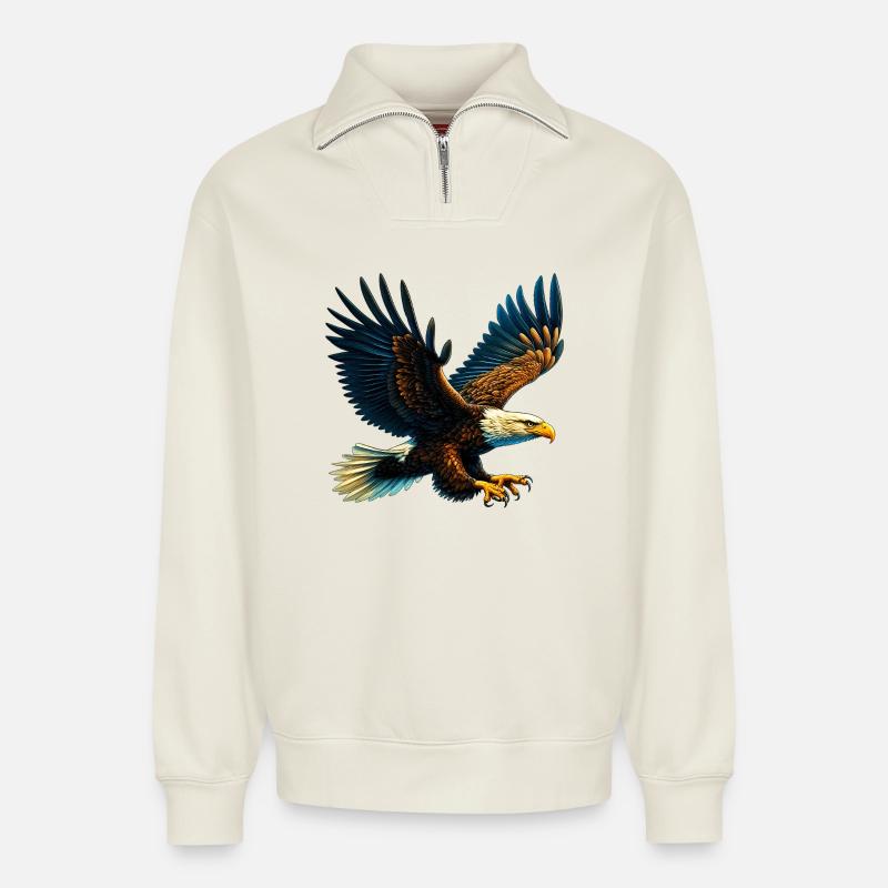 Adler - Relaxed Unisex Organic Half Zip Sweatshirt – von SPREAD - Naturweiß