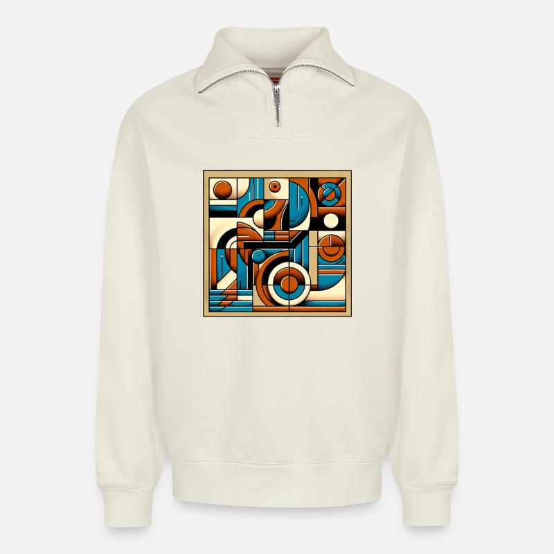Retro Pattern - Relaxed Unisex Organic Half Zip Sweatshirt – by SPREAD - off white