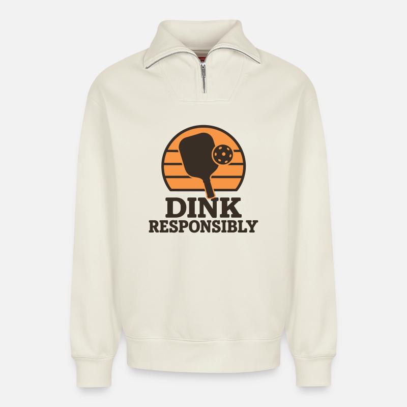 Dink Responsibly - Relaxed Unisex Organic Half Zip Sweatshirt – von SPREAD - Naturweiß