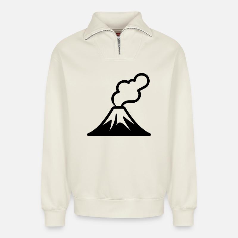 volcano - Relaxed Unisex Organic Half Zip Sweatshirt – by SPREAD - off white