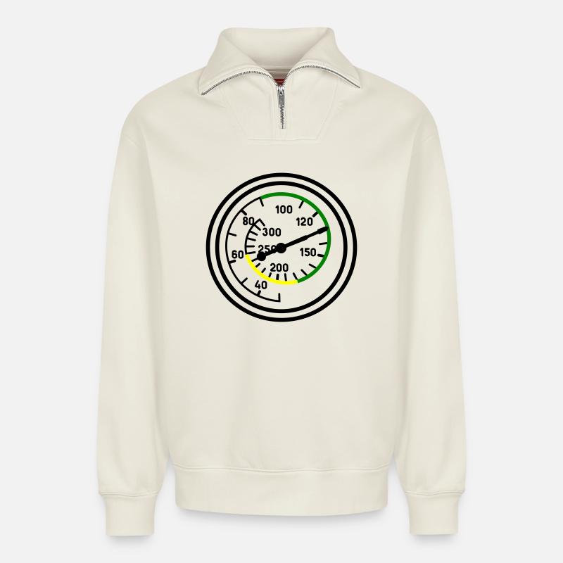 Indicateur de vitesse - Sweat unisexe décontracté en coton biologique à demi-zip – de SPREAD - blanc cassé