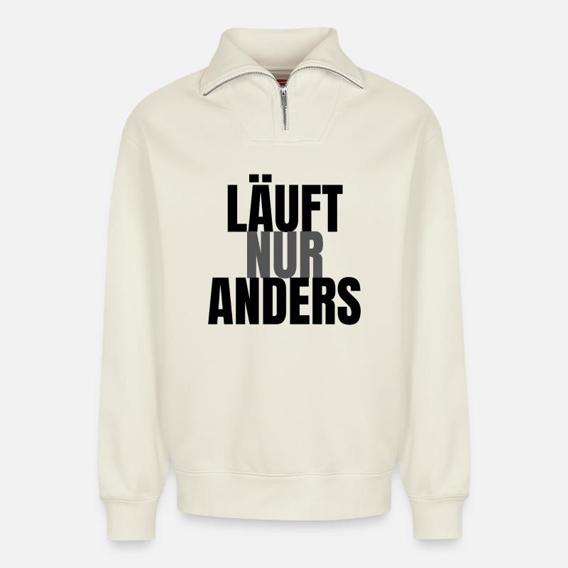 C’est juste différent - Sweat unisexe décontracté en coton biologique à demi-zip – de SPREAD - blanc cassé