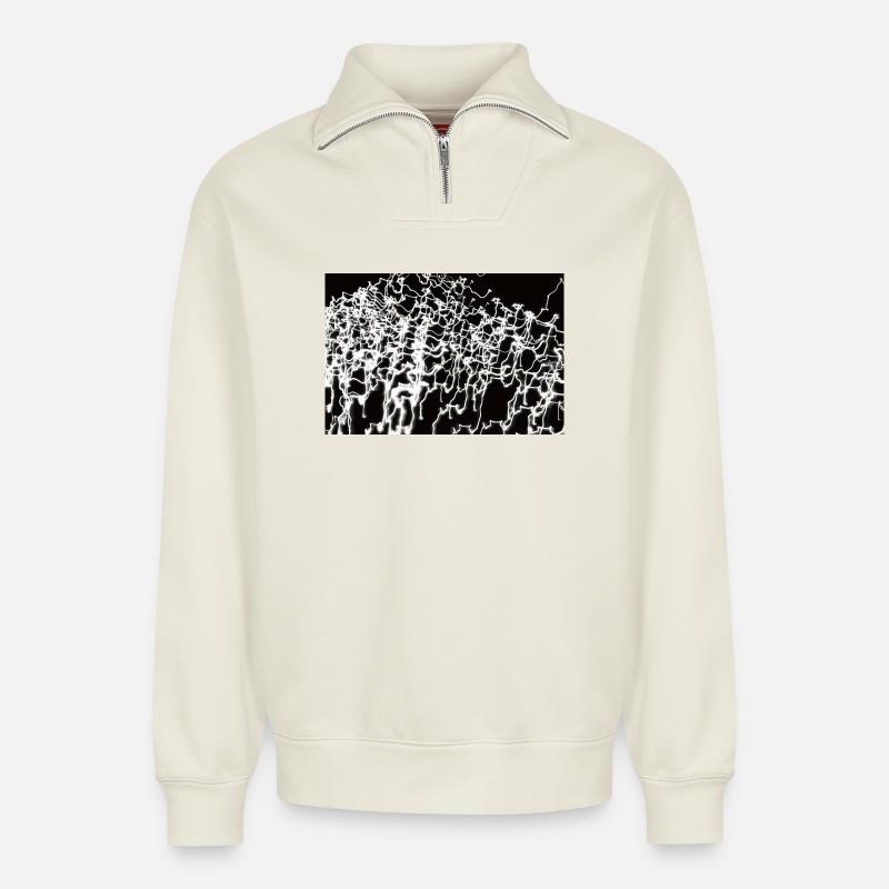 Lichtspiele 7 - Relaxed Unisex Organic Half Zip Sweatshirt – by SPREAD - off white