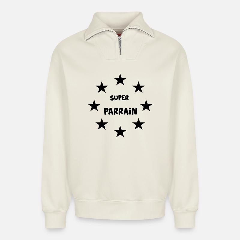 SUPER SPONSOR - Relaxed Unisex Organic Half Zip Sweatshirt – by SPREAD - off white