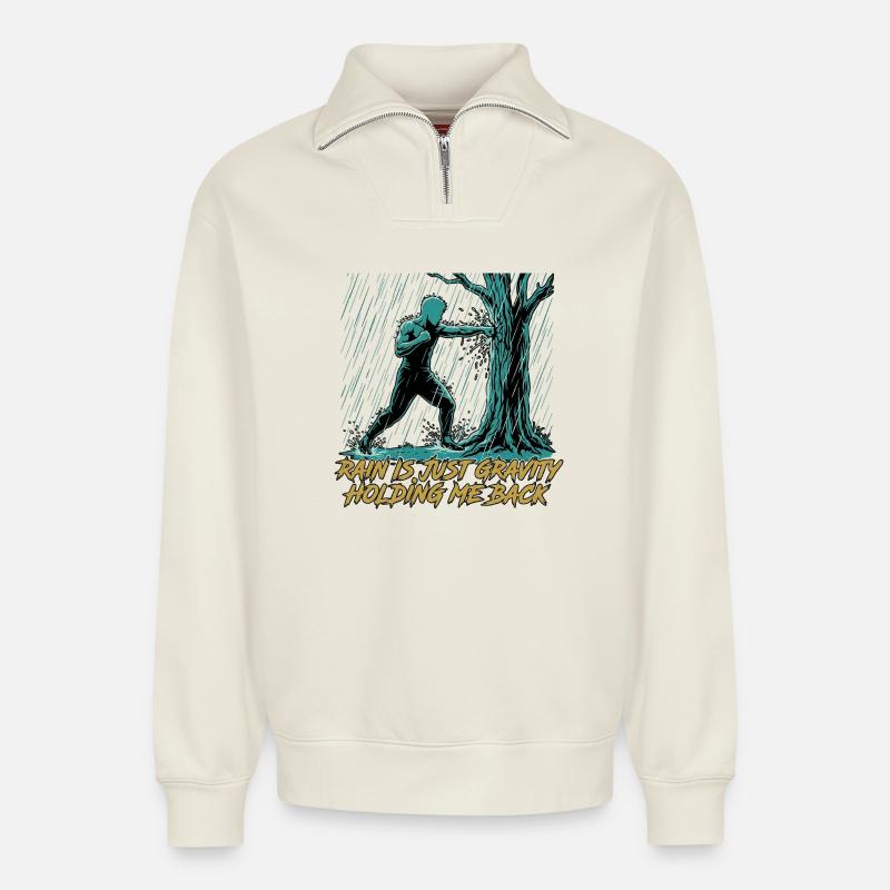 Kung Fu Kampfkunst - Relaxed Unisex Organic Half Zip Sweatshirt – von SPREAD - Naturweiß