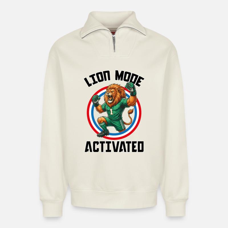 LionModeA - Relaxed Unisex Organic Half Zip Sweatshirt – von SPREAD - Naturweiß